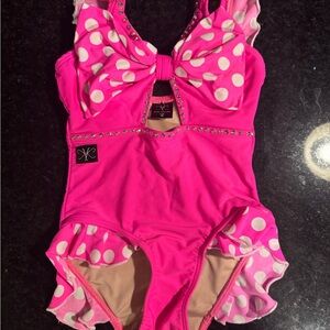 CM Kandi Kouture Pink Polka Dot Leo with Bow